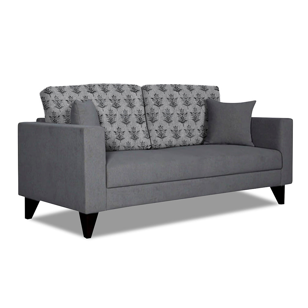 Adorn India Parker Leaf 3 Seater Sofa (Grey) Martin Plus (3 Year Warranty)