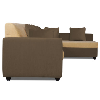 Adorn India Rio Decent L Shape 6 Seater Sofa Set Right Side Handle (Brown & Beige) (3 Year Warranty)