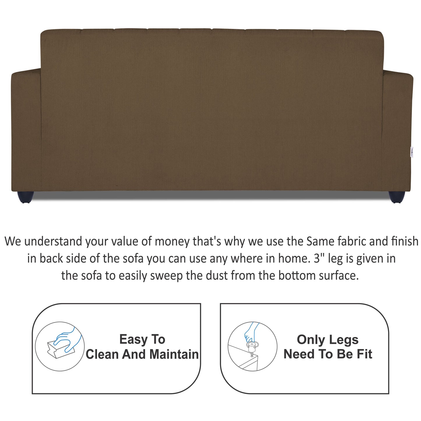 Adorn India Rio HighBack 3+1+1 5 Seater Sofa Set (Brown) (3 Year Warranty)