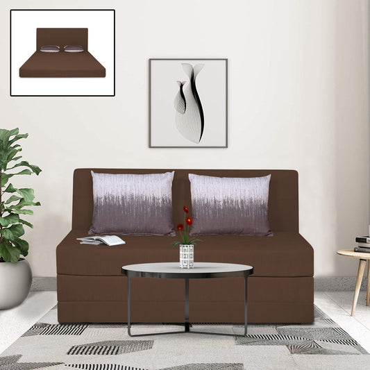 Adorn India Easy Highback Two Seater Sofa Cum Bed Wave 4' x 6' (Brown) (1 Year Warranty)