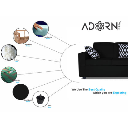 Adorn India Monteno Modular Sofa Set (Black)