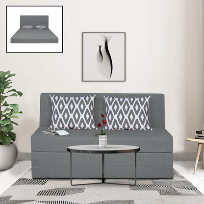 Adorn India Easy Highback Two Seater Sofa Cum Bed Rhombus 4' x 6' (Grey)