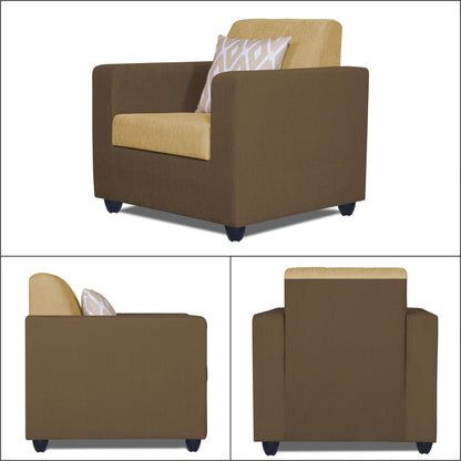 Adorn India Rio Highback 3+1+1 5 Seater Sofa Set (Brown & Beige) (3 Year Warranty)