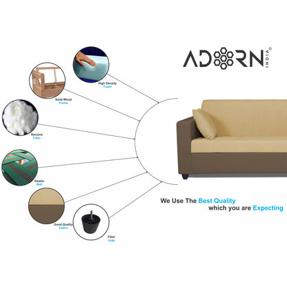 Adorn India Rio Decent Wooden 3-1-1 5 Seater Sofa Set (Brown & Beige)