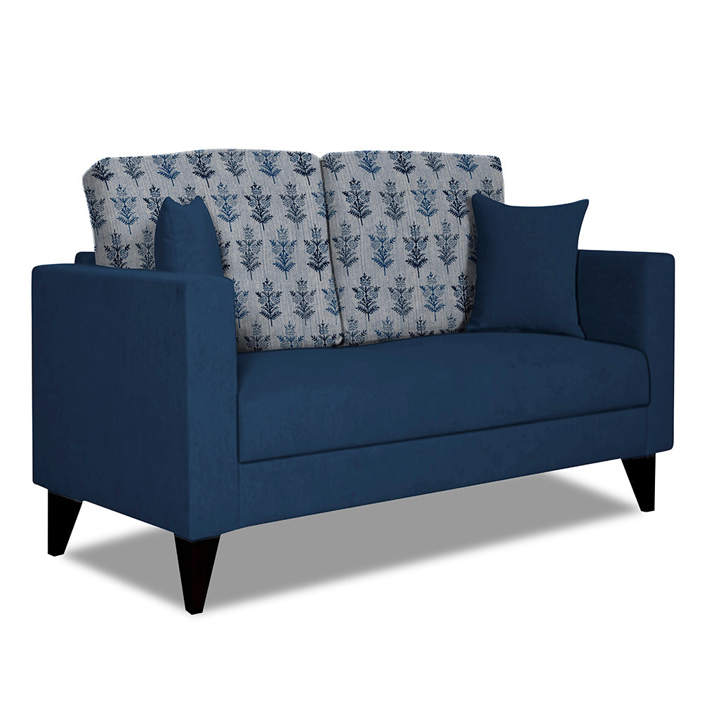 Adorn India Parker Leaf 2 Seater Sofa (Blue) Martin Plus (3 Year Warranty)