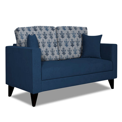 Adorn India Parker Leaf 2 Seater Sofa (Blue) Martin Plus (3 Year Warranty)