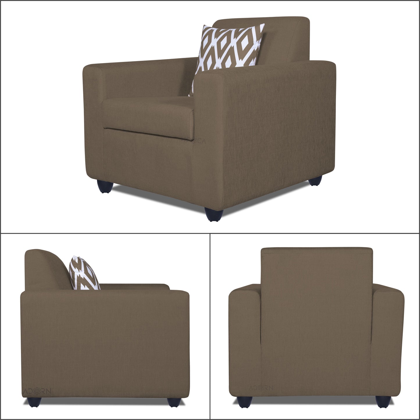 Adorn India Monteno 3-1-1 5 Seater Sal Sofa Set (Brown) (3 Year Warranty)
