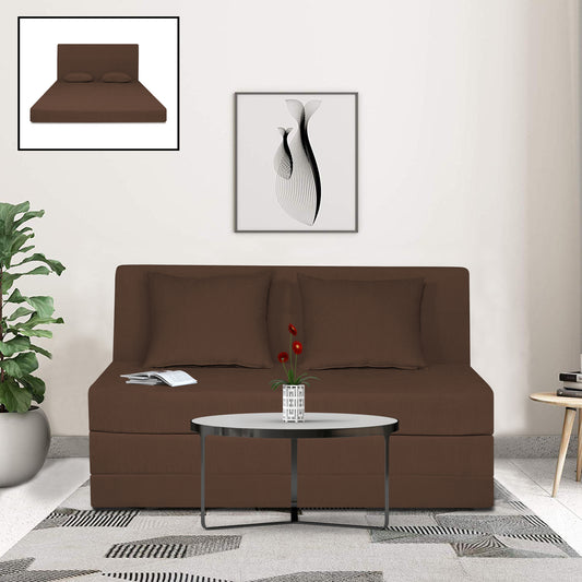 Adorn India Easy Highback Two Seater Sofa Cum Bed Decent 4' x 6' (Brown) (1 Year Warranty)
