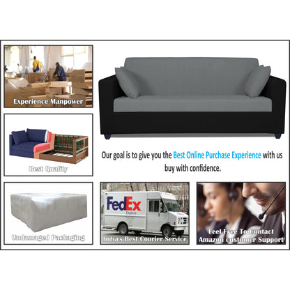 Adorn India Rio Decent 3-1-1 5 Seater Sofa Set (Grey & Black) (3 Year Warranty)