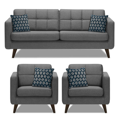 Adorn India Chilly 5 Seater 3-1-1 Fabric Sofa Set (Grey) (3 Year Warranty)