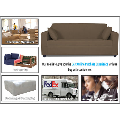 Adorn India Rio Decent 3 Seater Sofa(Brown) (3 Year Warranty)
