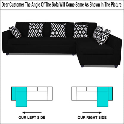Adorn India Rio HighBack L Shape 6 Seater Sofa Set (Right Hand Side) (Black) (3 Year Warranty)