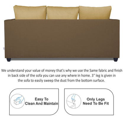 Adorn India Zink Straight Line 3 Seater Sofa (Brown & Beige)