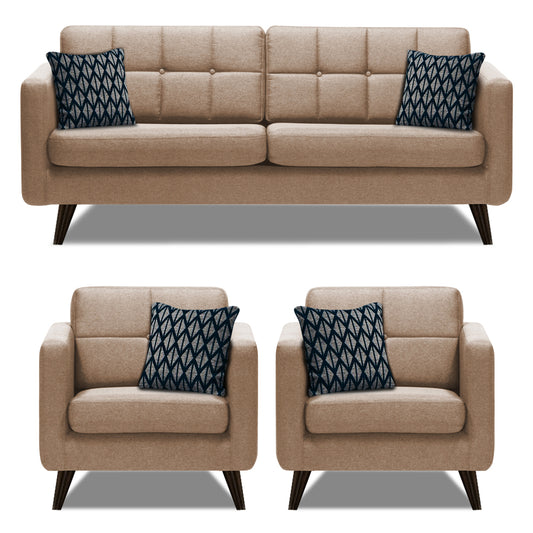Adorn India Chilly 5 Seater 3-1-1 Fabric Sofa Set (Beige) (3 Year Warranty)