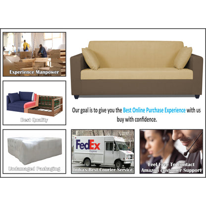 Adorn India Rio Decent 3 Seater Sofa(Brown & Beige)(3 Year Warranty)