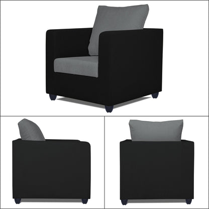 Adorn India Zink Straight Line 3-1-1 5 Seater Sofa Set(Black & Grey)