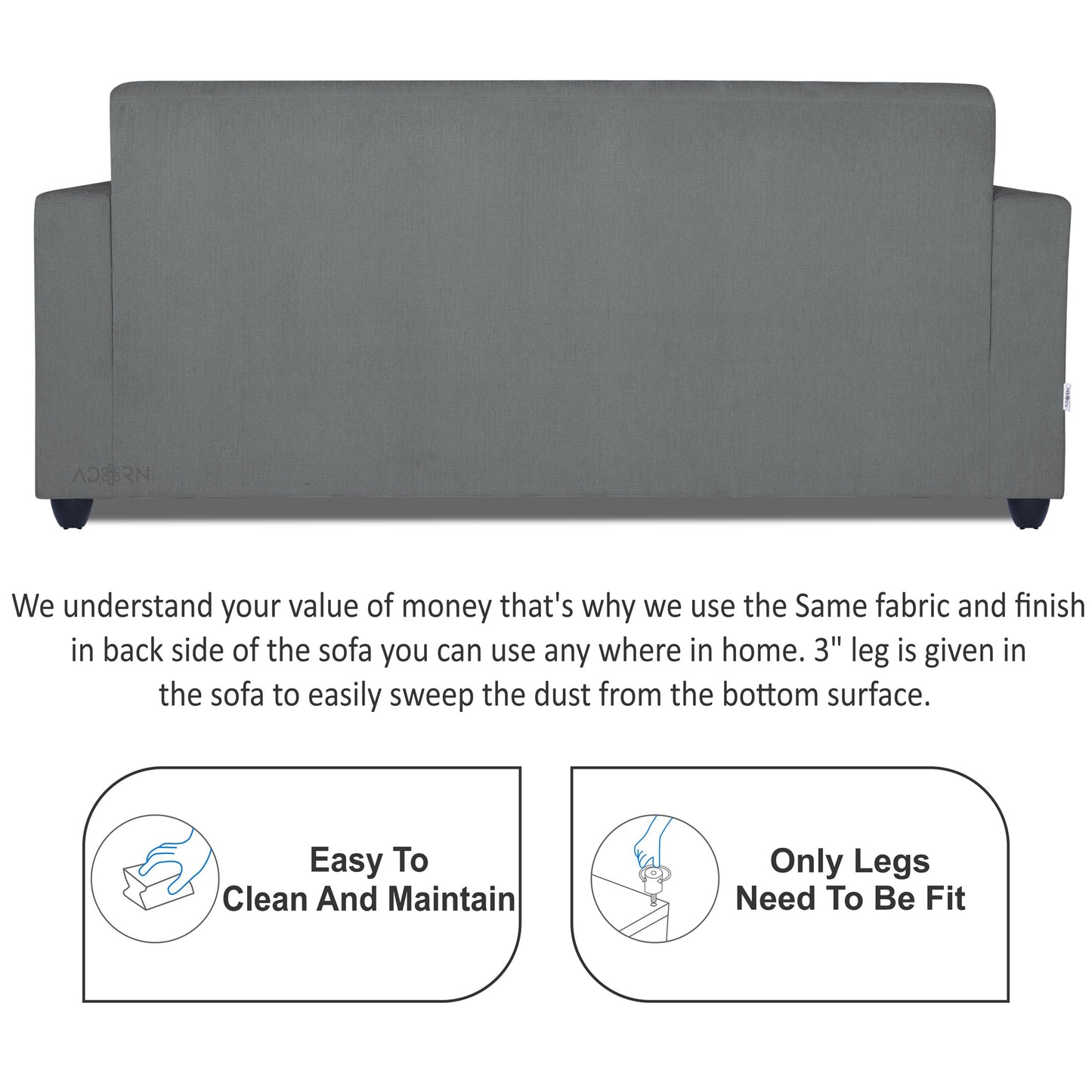 Adorn India Rio Decent 3-1-1 5 Seater Sofa Set (Grey) (3 Year Warranty)
