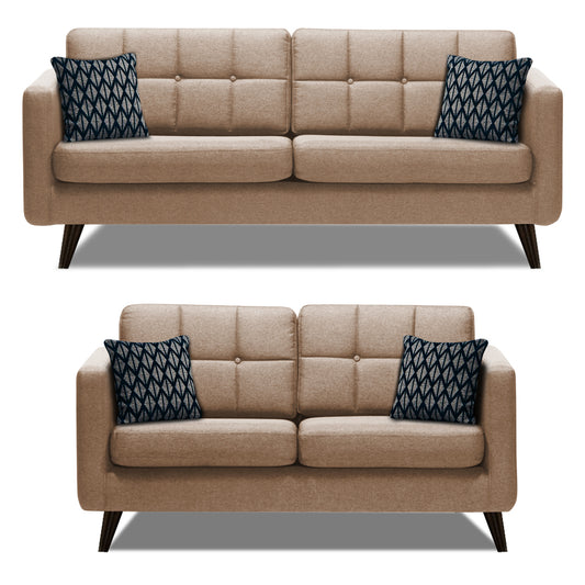 Adorn India Chilly 3+2 5 Seater Sofa Set (Beige) (3 Year Warranty)