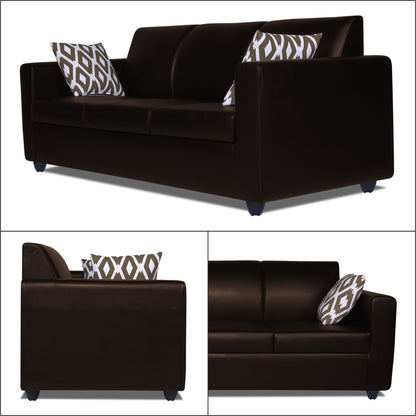 Adorn India Monteno Leatherette 3 Seater Sofa (Brown) (3 Year Warranty)