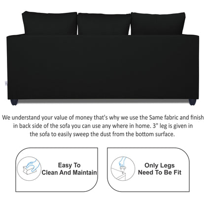 Adorn India Zink Straight Line 3-1-1 5 Seater Sofa Set (Wood & Fabric, Black)