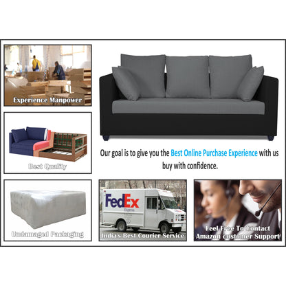 Adorn India Zink Straight Line 3-1-1 5 Seater Sofa Set(Black & Grey)