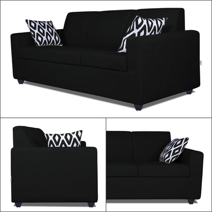 Adorn India Monteno 3 Seater Sofa (Black) (3 Year Warranty)