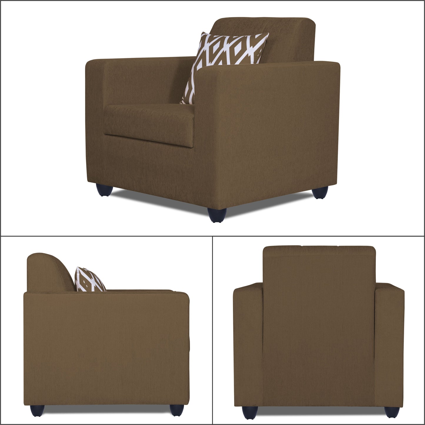 Adorn India Rio HighBack 3+1+1 5 Seater Sofa Set (Brown) (3 Year Warranty)