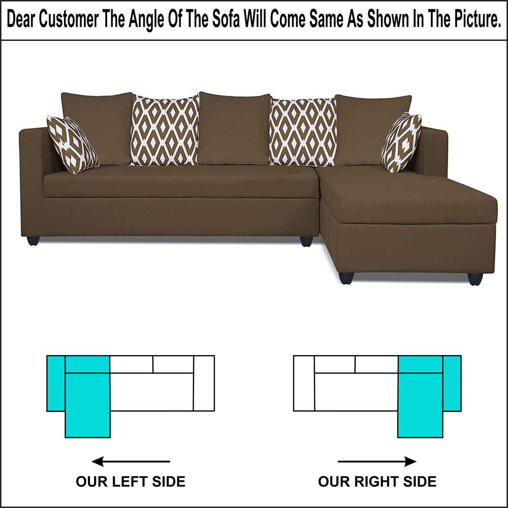 Adorn India Zink Straight line L Shape 6 Seater Sofa Rhombus Cushion(Camel)