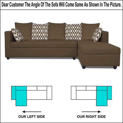 Adorn India Zink Straight line L Shape 6 Seater Sofa Rhombus Cushion(Camel)