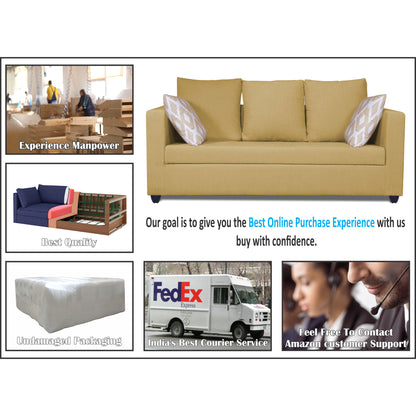 Adorn India Zink Straight Line 3-1-1 5 Seater Sofa Set (Beige)