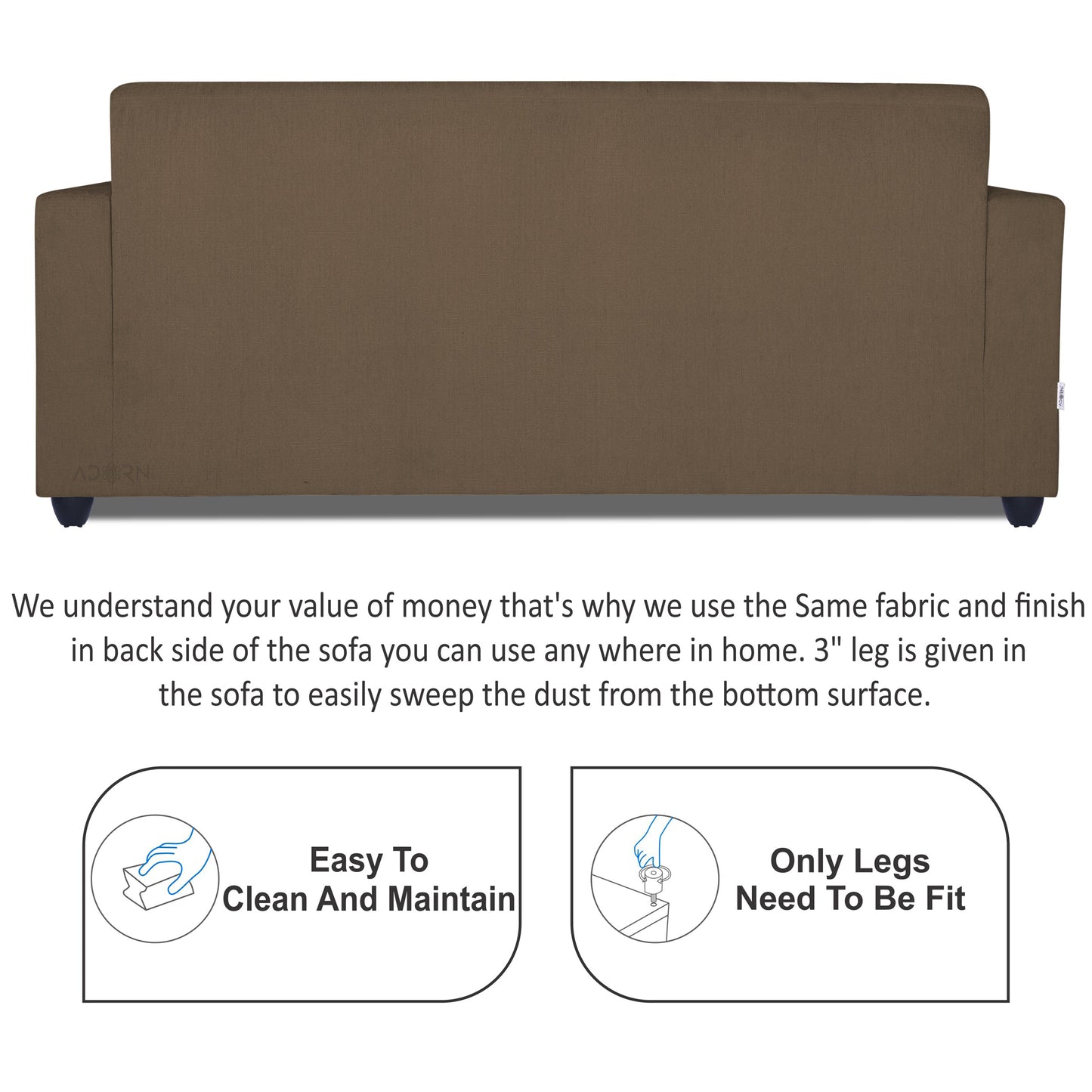 Adorn India Rio Decent 3-1-1 5 Seater Sofa Set (Brown) (3 Year Warranty)