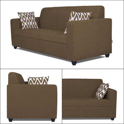 Adorn India Rio Highback 3 Seater Sofa (Brown) (3 Year Warranty)