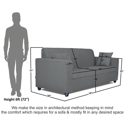 Adorn India Rio Decent 3 Seater Sofa(Grey) (3 Year Warranty)
