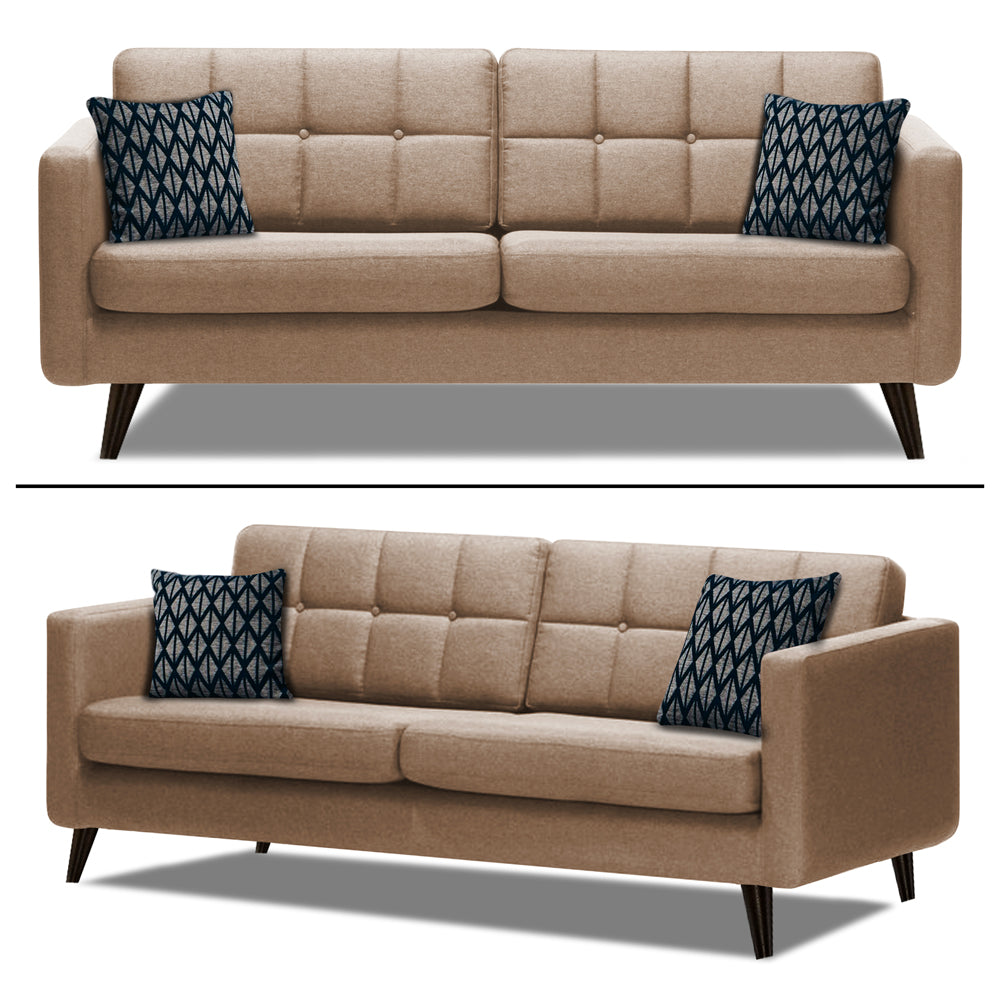 Adorn India Chilly 6 Seater 3+2+1 Fabric Sofa Set (Beige) (3 Year Warranty)