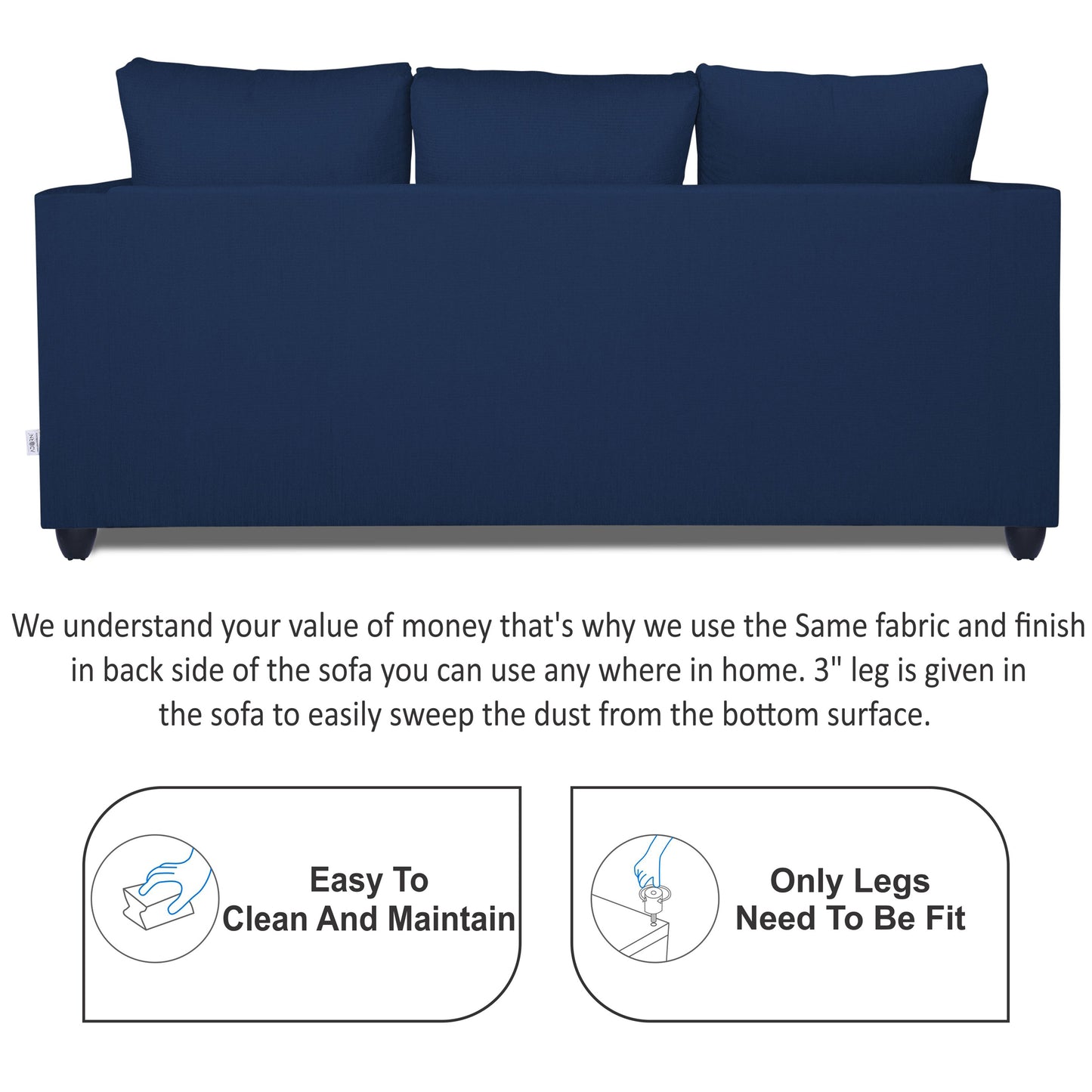 Adorn India Zink Straight Line 3-1-1 5 Seater Sofa Set (Blue)