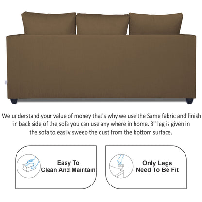 Adorn India Zink Straight Line 3 Seater Sofa (Brown)