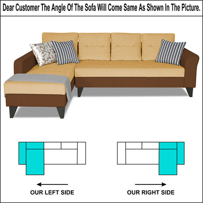 Adorn India Maddox Plain Two Tone L Shape 6 Seater Sofa Set LHS (Brown & Beige) (3 Year Warranty)