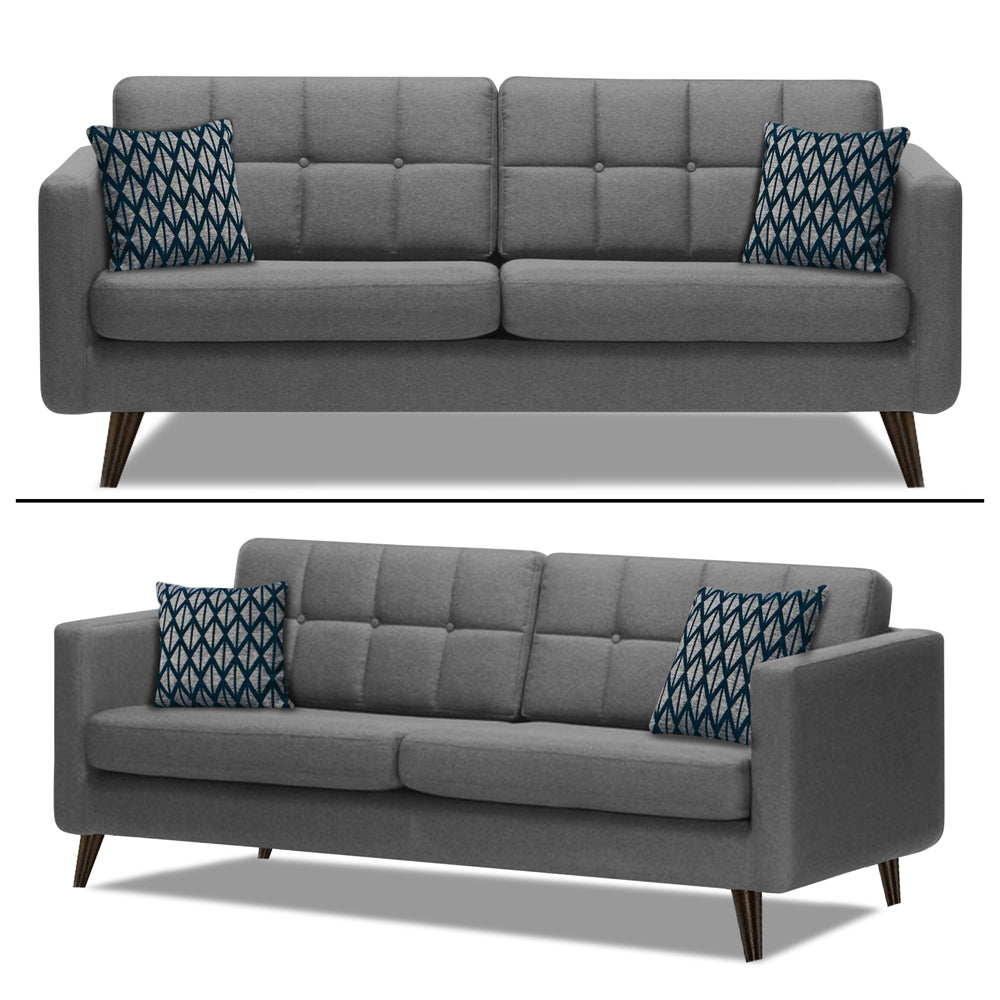 Adorn India Chilly 6 Seater 3+2+1 Fabric Sofa Set (Grey) (3 Year Warranty)