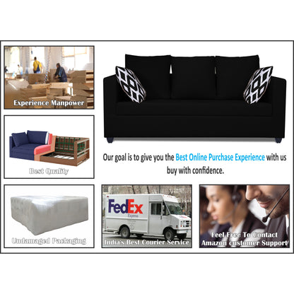 Adorn India Zink Straight Line 3-1-1 5 Seater Sofa Set (Wood & Fabric, Black)