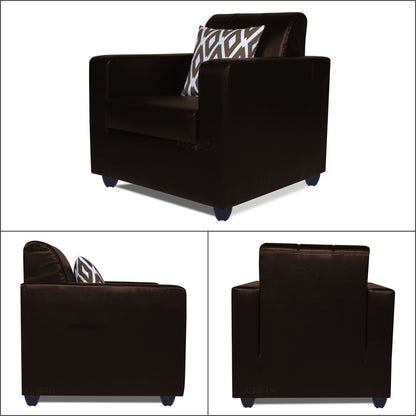 Adorn India Rio HighBack Leatherette 3+1+1 5 Seater Sofa Set (Brown) (3 Year Warranty)