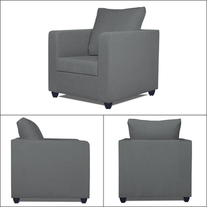 Adorn India Zink Straight Line 3-1-1 5 Seater Sofa Set (Grey)