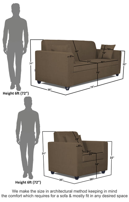 Adorn India Rio Decent 3-1-1 5 Seater Sofa Set (Brown) (3 Year Warranty)