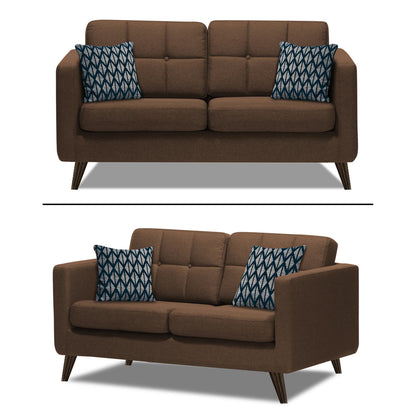 Adorn India Chilly 6 Seater 3+2+1 Fabric Sofa Set (Brown) (3 Year Warranty)