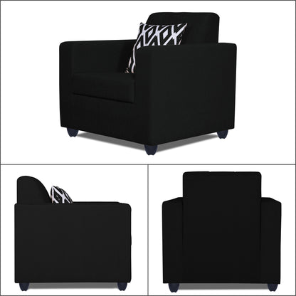 Adorn India Rio Highback 3+1+1 5 Seater Sofa Set (Black) (3 Year Warranty)