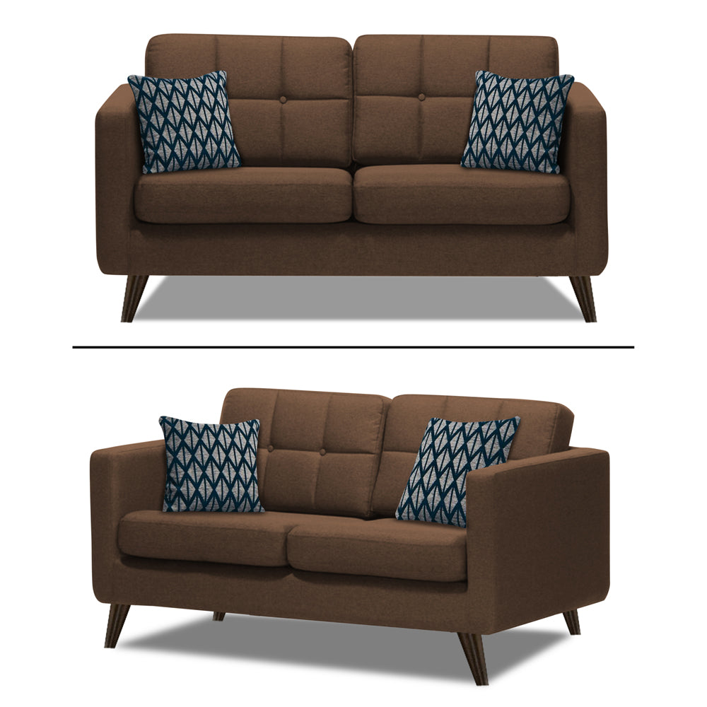 Adorn India Chilly 5 Seater 3+2 Fabric Sofa Set (Brown) (3 Year Warranty)