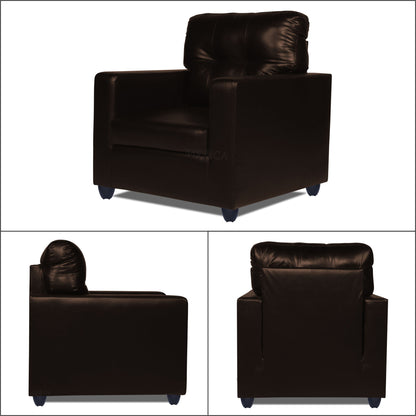 Adorn India Astor Leatherette 3+1+1 5 Seater Sofa Set (Brown) (3 Year Warranty)