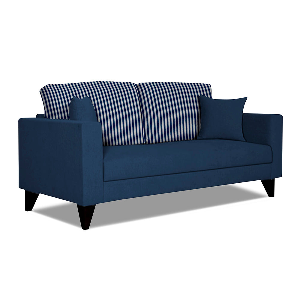 Adorn India Hector Stripes 3 Seater Sofa (Blue) Martin Plus (3 Year Warranty)
