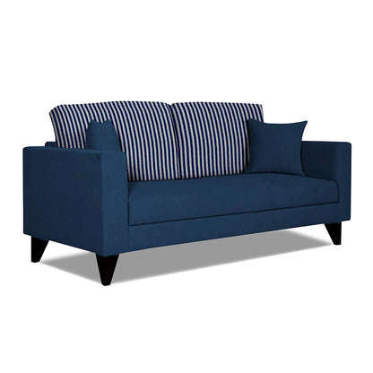 Adorn India Hector Stripes 3 Seater Sofa (Blue) Martin Plus (3 Year Warranty)