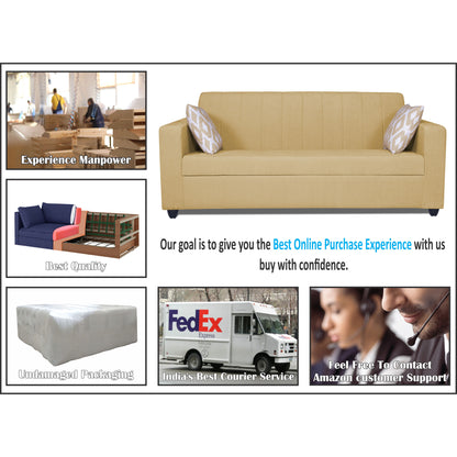 Adorn India Rio Highback 3+1+1 5 Seater Sofa Set (Beige) (3 Year Warranty)