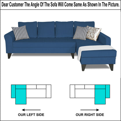 Adorn India Maddox Tufted L Shape 6 Seater Sofa Set RHS (Blue) (3 Year Warranty)